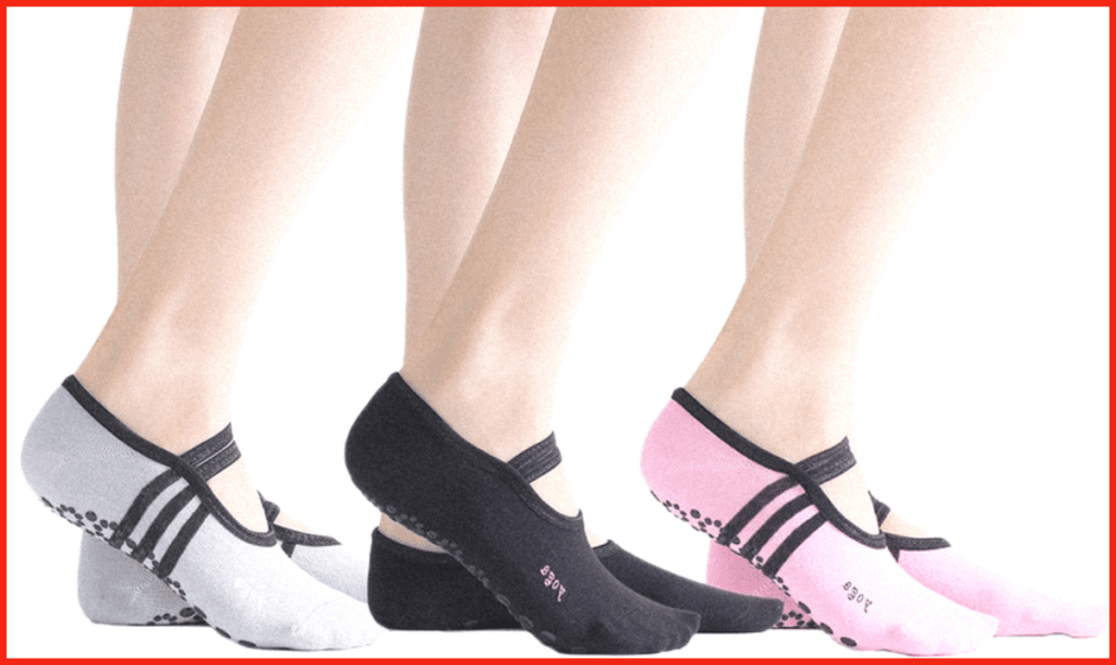 Chaussettes Antidérapantes Pour Femme - Lot De 4 Paires - Pour Yoga, Pilates, Danse - 5